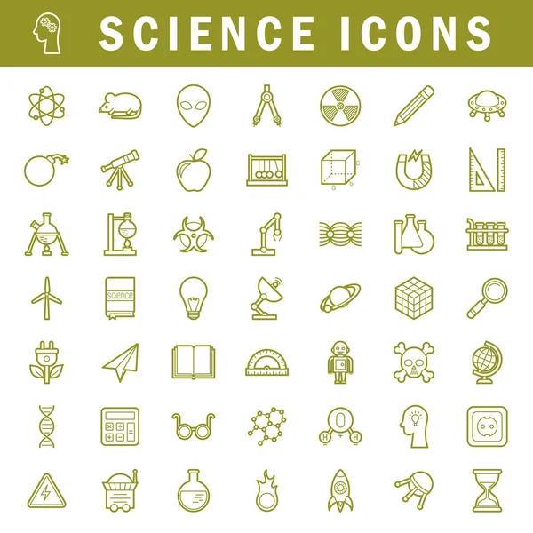 Conjunto Iconos Ciencia Contorno Simple Golpe Editable — Archivo Imágenes Vectoriales