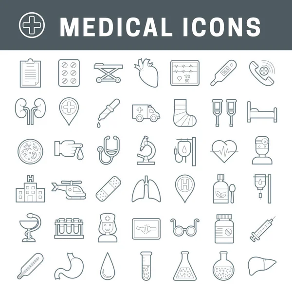 Set Simple Outline Medical Icons Editable Stroke — Stock Vector