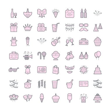 Bir dizi basit parti simgesi ile doldurulabilir, düzenlenebilir vuruş