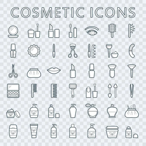 Conjunto Ícones Cosméticos Contorno Simples Com Preenchimento Curso Editável — Vetor de Stock