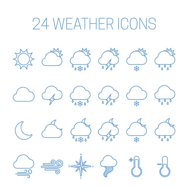 Lineare Wettersymbole Isoliert Auf Weißem Hintergrund — Stockvektor