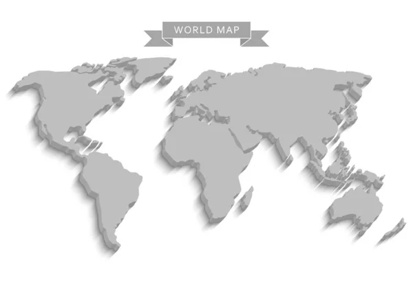 Aydınlık Bir Arkaplanda Uzun Bir Gölgeye Sahip Dünya Haritası — Stok Vektör