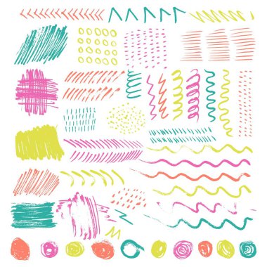 Beyaz arkaplanda izole edilmiş renk fırçası pint ve desen seti