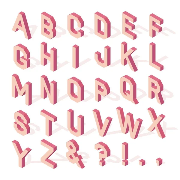 拉丁字母的等色大写字母和带有白色背景阴影的符号 — 图库矢量图片