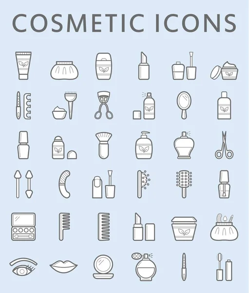 Conjunto Iconos Cosméticos Contorno Simple Con Relleno Carrera Editable — Vector de stock