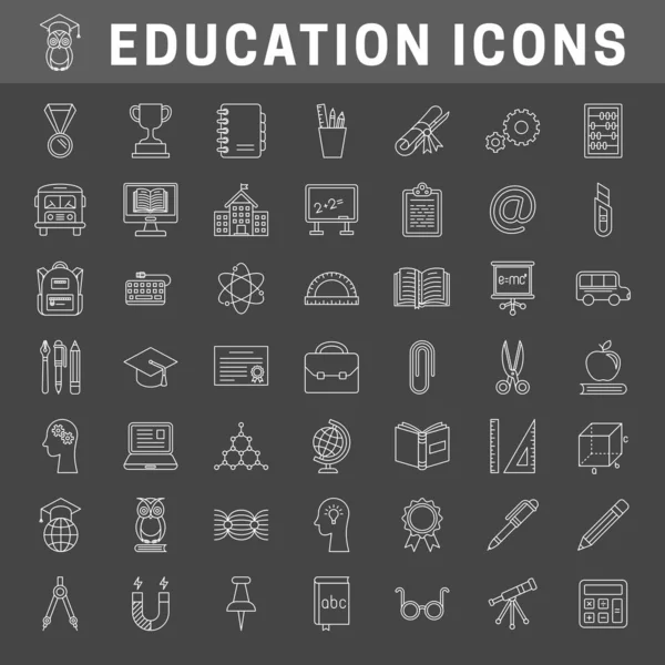 Set Von Schul Und Bildungssymbolen Editierbarer Strich — Stockvektor
