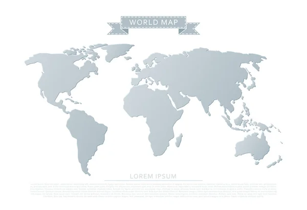 Gri Dünya Haritası Beyaz Arkaplanda Izole Edildi — Stok Vektör