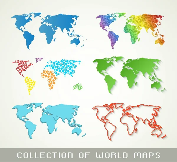 Colección Mapas Del Mundo Color Con Diferentes Texturas — Vector de stock