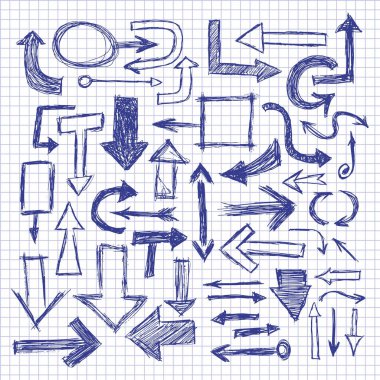 Çek defterine çizilmiş mavi ok.