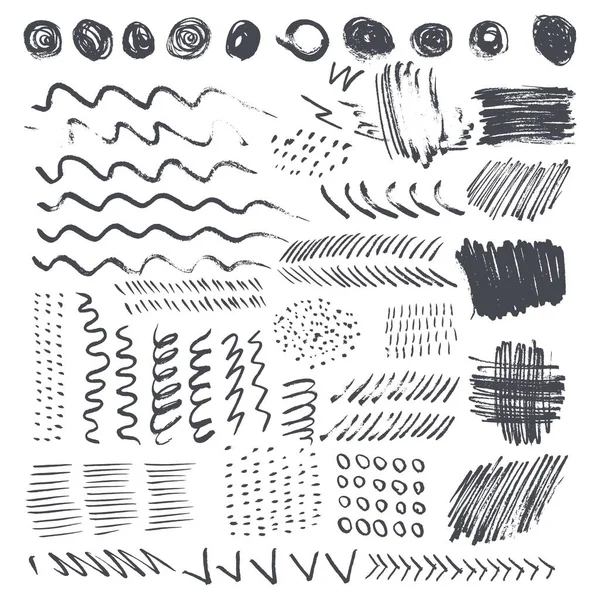 Beyaz arkaplanda siyah mürekkep fırça darbeleri ve dokusu izole