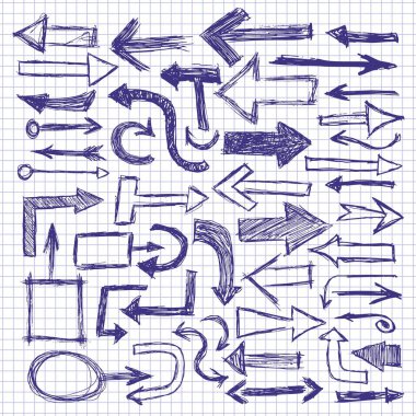 Çek defterine çizilmiş mavi ok.