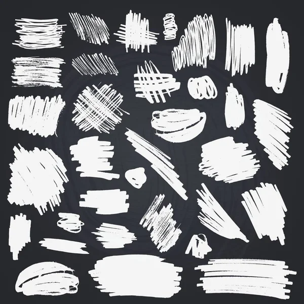 黒を基調とした白い筆致と質感のセット — ストックベクタ