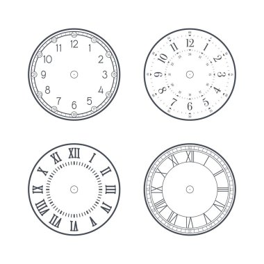 Saat çehresi Roman ve modern rakamlar ile ayarlandı, düzenlenebilir vuruş