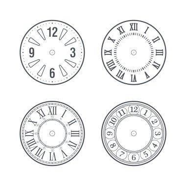Saat çehresi Roman ve modern rakamlar ile ayarlandı, düzenlenebilir vuruş