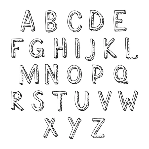 拉丁字母的手绘涂鸦大写字母 — 图库矢量图片