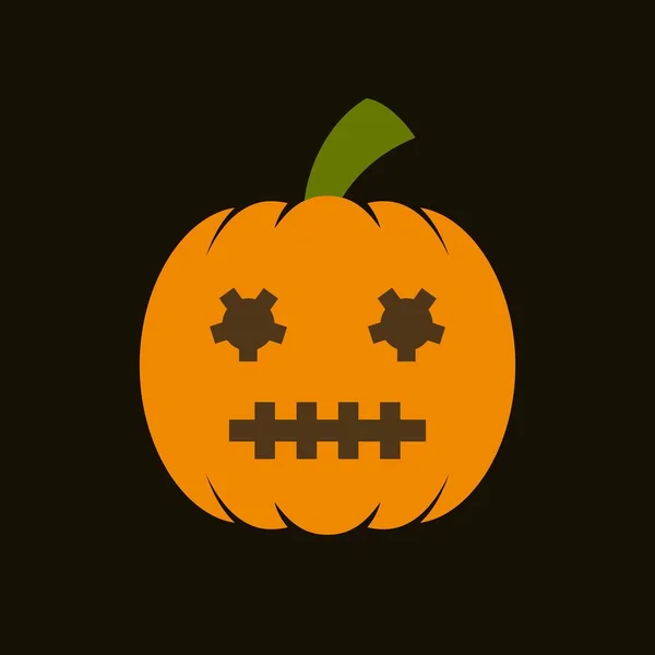 Halloween Pumpkin Icon Orange Isolated Black Background — Stock Vector
