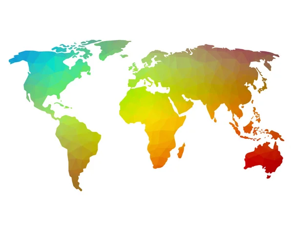 多角形のフルカラーモザイクで作られた世界地図 — ストックベクタ
