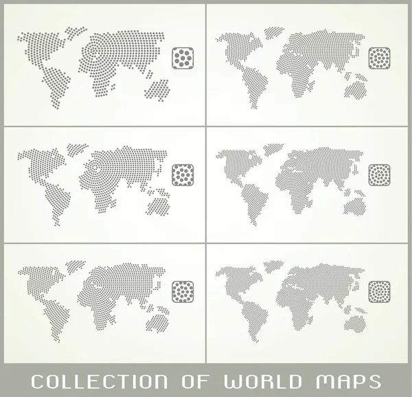 Collection World Maps Dotted Texture Different Resolution — Stock Vector
