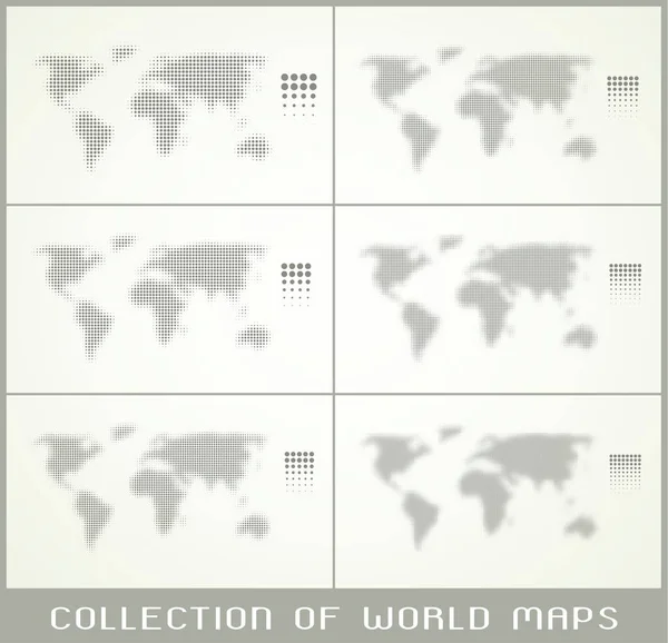 Collection World Maps Dotted Texture Different Resolution — Stock Vector