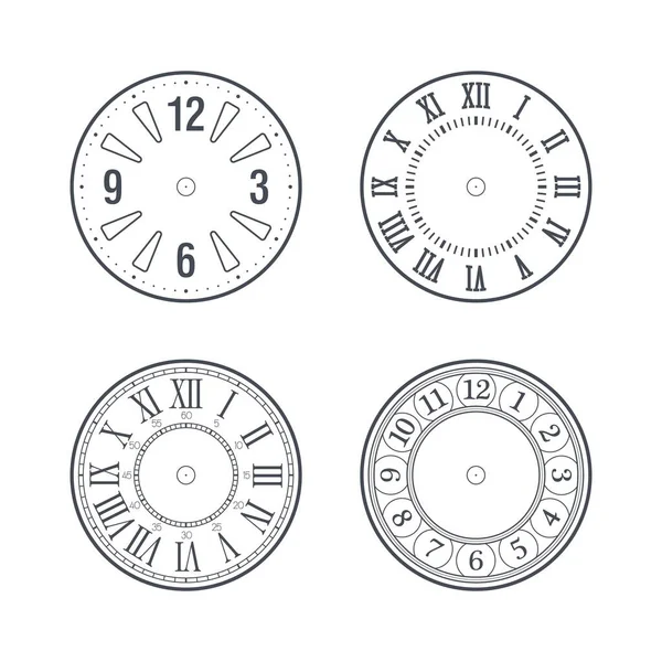 Clock Face Set Roman Modern Numerals Editable Stroke — Stock Vector