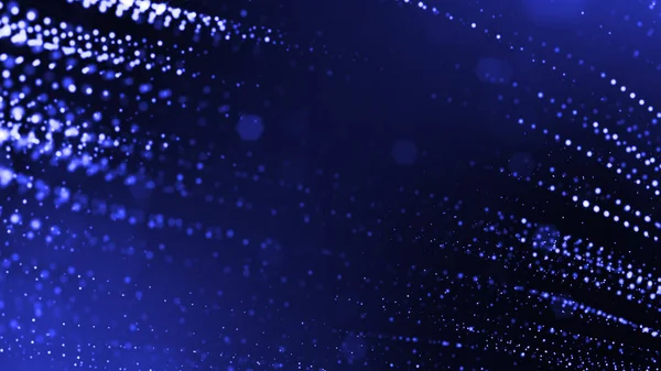 Abstract glow particles in air as science fiction microcosm or macro world or sci-fi. 3d render of abstract composition with depth of field and glowing particles in dark with bokeh effects. Blue 22