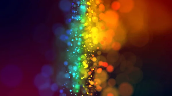 cloud of multicolored particles in the air like sparkles on a dark background with depth of field. beautiful bokeh light effects with colored particles. background for holiday presentations. 54