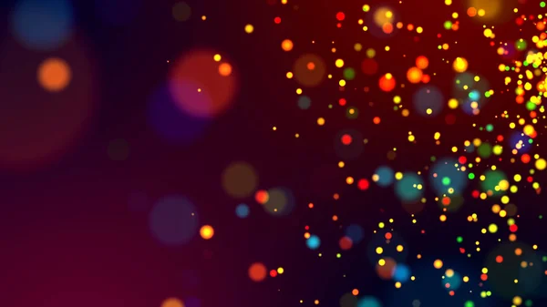 cloud of multicolored particles in the air like sparkles on a dark background with depth of field. beautiful bokeh light effects with colored particles. background for holiday presentations. 67