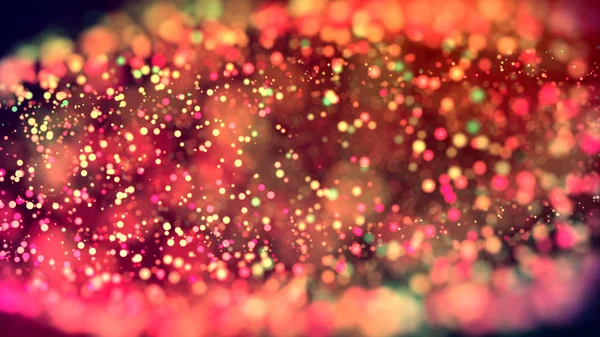 cloud of multicolored particles in the air like sparkles on a dark background with depth of field. beautiful bokeh light effects with colored particles. background for holiday presentations. 73