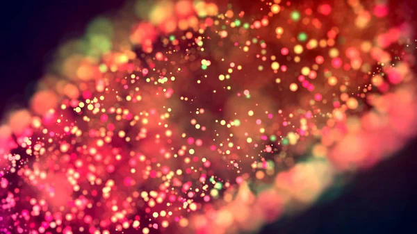 cloud of multicolored particles in the air like sparkles on a dark background with depth of field. beautiful bokeh light effects with colored particles. background for holiday presentations. 77