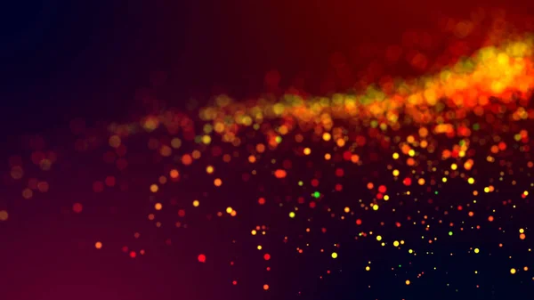cloud of multicolored particles in the air like sparkles on a dark background with depth of field. beautiful bokeh light effects with colored particles. background for holiday presentations. 87