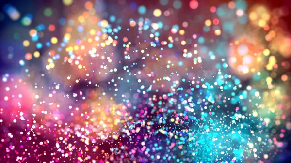 cloud of multicolored particles in the air like sparkles on a dark background with depth of field. beautiful bokeh light effects with colored particles. background for holiday presentations. 97