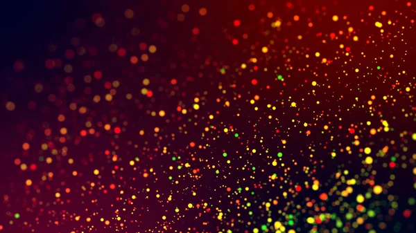 cloud of multicolored particles in the air like sparkles on a dark background with depth of field. beautiful bokeh light effects with colored particles. background for holiday presentations. 125