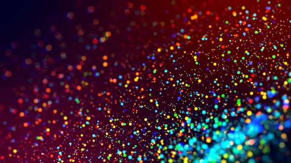 cloud of multicolored particles in the air like sparkles on a dark background with depth of field. beautiful bokeh light effects with colored particles. background for holiday presentations. 126