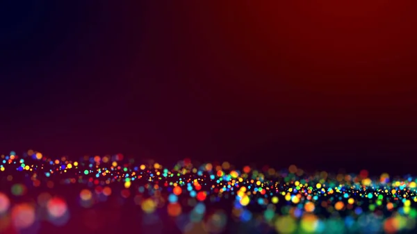 cloud of multicolored particles in the air like sparkles on a dark background with depth of field. beautiful bokeh light effects with colored particles. background for holiday presentations. 132