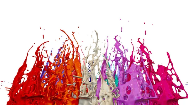 Farben Tanzen Auf Weissem Hintergrund Simulation Von 3d Farbspritzern Auf Einem Musikalischen Lautsprecher Der Musik Abspielt Schone Spritzer In Ultrahoher Qualitat Rotschattierungen V27 Stromung Kreativ Stock Photo 193018306