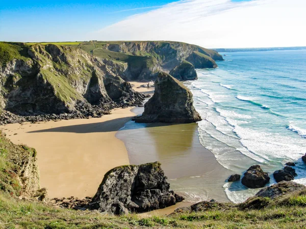 Bedruthan Дії Корнуолл Англія — стокове фото