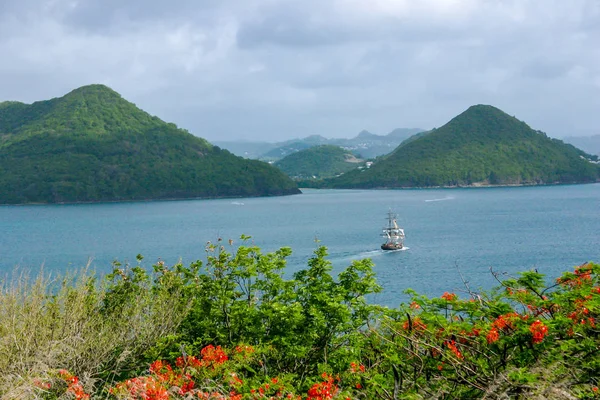 Brig Unicorn tourist ship in Rodney Bay, St Lucia.  This ship featured as The Henrietta in The Curse Of The Black Pearl and in the 1970\'s TV series Roots.  in 2014 the ship sunk in Rodney Bay marina.