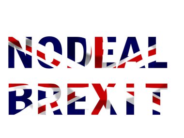 Hiçbir anlaşma Brexit metin Union Jack bayrak renklerde