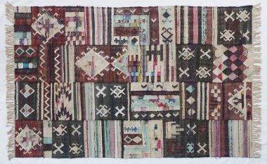 Kilim el yapımı orijinal halı, yüksek çözünürlüklü trend desenli halılar ve renkler                            