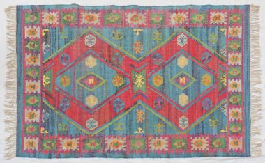 Kilim el yapımı orijinal halı, yüksek çözünürlüklü trend desenli halılar ve renkler                            