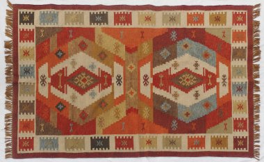 Kilim el yapımı orijinal halı, yüksek çözünürlüklü trend desenli halılar ve renkler                            