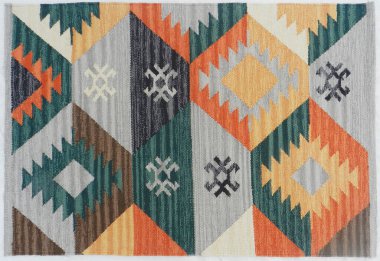 Kilim el yapımı orijinal halı, yüksek çözünürlüklü trend desenli halılar ve renkler                            