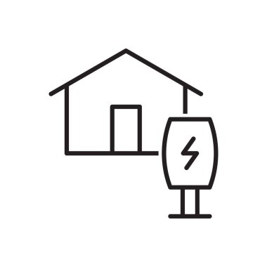 Ev Şarj Evi Simgesi Sembol Vektörü