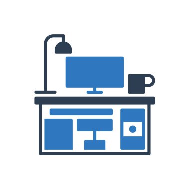 Masa Simgesi - Bilgisayar Mobilya Simgesi İmzalama Sembol Vektörü