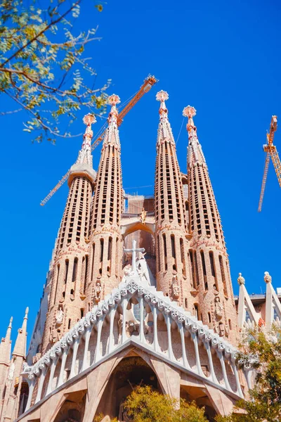 Barcelona. Sagrada Familia güneşli bir günde