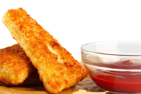 Nuggets in with ketchup on a white background — Stock Photo, Image