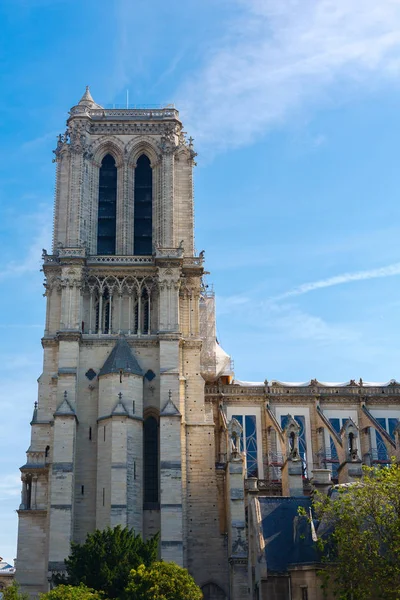 Notre Dame de Paris. Paris. France. After the fire. Beginning of reconstruction. — Stock Photo, Image
