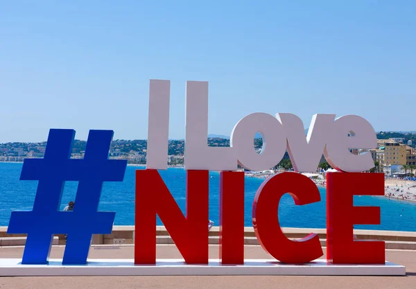 Fransa. Güzel. hashtag I Love Nice. Yatay — Stok fotoğraf