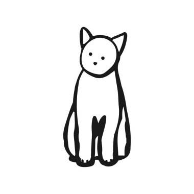 Beyaz arka plan, vektör çizim üzerinde siyah çizgiler soyut kedi