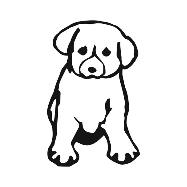 Welpe Hund Lustige Zeichnung Welpe Mit Schwarzen Linien Auf Weißem — Stockvektor